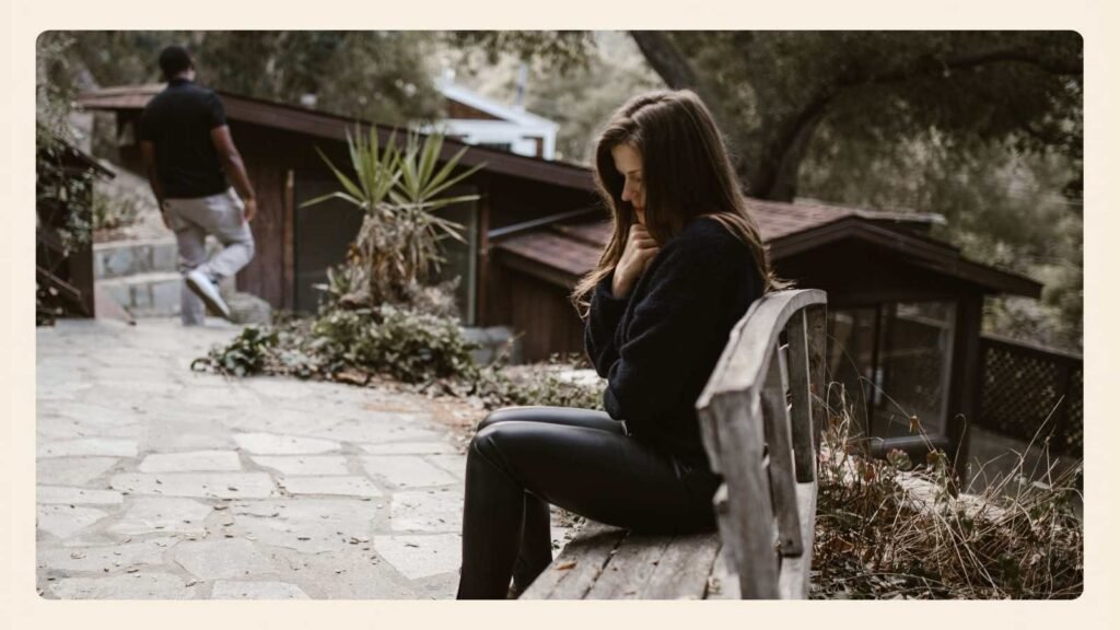 A calm woman reflecting before dating after divorce